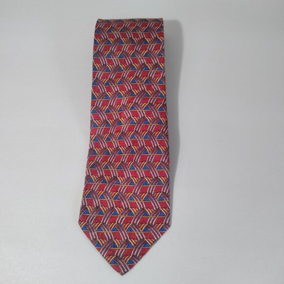 ERMENEGILDO ZEGNA  MENS GEOMETRIC PATTERN  100% SILK NECKTIE‎ 4x58" - Picture 1 of 7